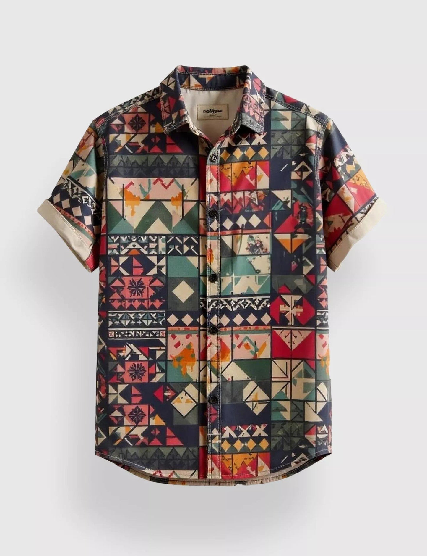 Multicolor Geometric Printed Half Sleeve Shirt – Designer Casual Wear