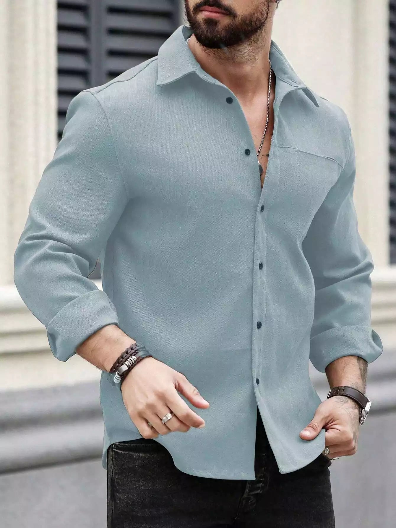 Solid Light Blue Full Sleeve Shirt – Premium Smart Casual Wear