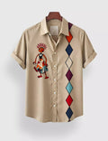Tribal Art Printed Half Sleeve Shirt – Beige Ethnic Designer Shirt