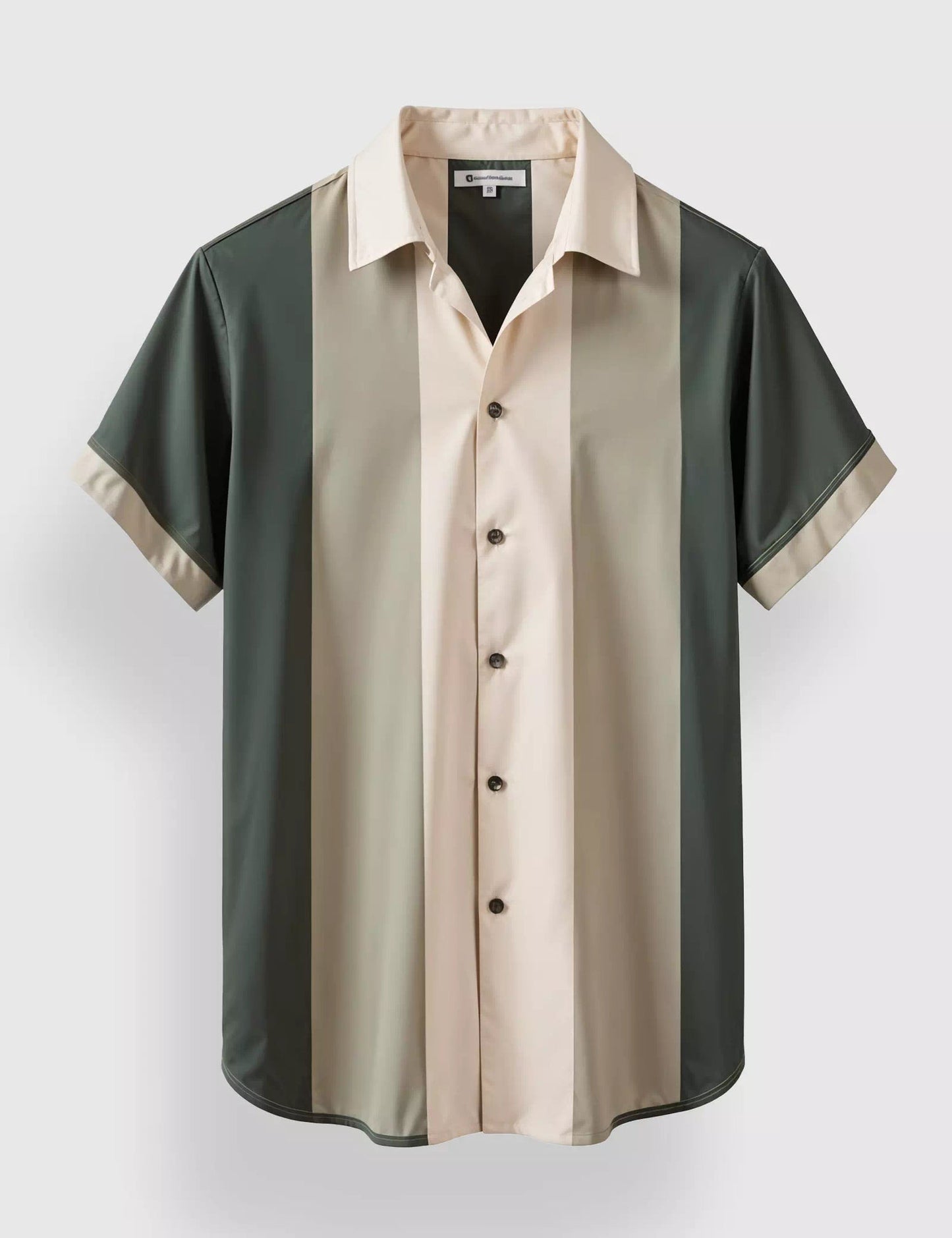 Vertical Striped Half Sleeve Shirt – Beige & Olive Designer Casual Shirt