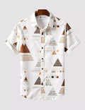 White Pyramid Print Short Sleeve Shirt | Designer Casual Button-Down Summer Wear